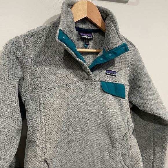Patagonia Fleece Retool Snap-T Pullover Sweater Gray Teal Women’s Small M - Picture 4 of 9